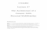 CSA402 Lecture 17 The Architecture of a Generic AHS ...staff.um.edu.mt/csta1/courses/lectures/csa4020/csa402.17.pdfArchitecture of Personal WebWatcher (From Mladenic, D. 1998 Personal