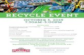 Recycle event - Plymouth, Wisconsin october 3, 2019 7:30amâ€“5:00pm Recycle event RECYCLE FEES Fluorescent