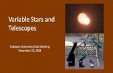 Variable Stars and Telescopes - UnitronApertura 8" Dobsonian Telescope with Accessories ($449) Celestron AstroMaster 114EQ ($199) Schmidt-Cassegrains •Typical amateur ranges from