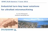Industrial turn-key laser solutions for ultrafast micromachining › libraries.files › TIME... · 2015-09-14 · Ultrafast Laser Product Range Pulse durations 500