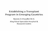 Establishing a Transplant Program in Emerging Countries · Establishing a Transplant Program in Emerging Countries • Financial impact of transplant program • Patient/Disease related