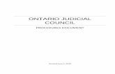 ONTARIO JUDICIAL COUNCIL › ocj › files › ojc › procedures-EN.pdf · 2020-06-08 · effectiveness of judicial discipline bodies and the statutory schemes under which they operate.