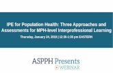 IPE for Population Health: Three Approaches and Assessments … · 2019-01-24 · • IPE teams developed office policies and procedures related to clinical operations surrounding