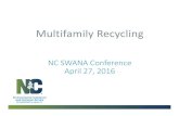 Multi-Family Recycling - Sandy Skolochenko · 1 Multifamily Recycling NC SWANA Conference April 27, 2016. Session Overview 1.Multifamily Recycling in North Carolina Sandy Skolochenko,