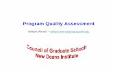 Program Quality Assessment...Program Quality Assessment William Wiener – william.wiener@marquette.edu Marquette University • Medium Sized Private Catholic University – 11,500