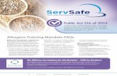 Allergens Training Mandate FAQs · 2018-10-31 · certificate of completion is recognized to be valid for 5 years from date of issuance. 2. Post an allergens poster in the establishment’s