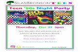 Teen ‘80s Night Party · Teen ‘80s Night Party Thursday, Dec 27 5pm Teen ‘80s night start with book club at 5 ( Eleanor & Park by Rainbow Rowell) then a party from 5:30-until
