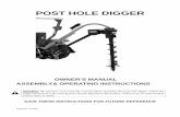 POST HOLE DIGGER - YTL International › wp-content › uploads › ...digger with the tractor engine off, the PTO drive disengaged and the auger point resting on the ground. ALWAYS