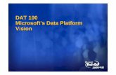 DAT 100 Microsoft’s Data Platform Visiondownload.microsoft.com/download/1/8/b/18bb6255-5d...ADO.NET v3 Programming at conceptual entity level Language Integrated Query (LINQ) Abilities