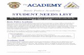 Basic Police Academytheacademy.ca.gov/sites/default/files/Student Needs List... · 2019-12-17 · Page 1 of 17 J:\Course Development\Student Needs Lists\Regular Basic\Student Needs
