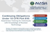 Continuing Obligations Under 10 CFR Part 810€¦ · Continuing Obligations Under 10 CFR Part 810: Awareness Training for Individuals with Knowledge of Nuclear Technology. 3/20/2018.
