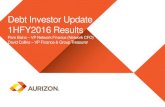 Debt Investor Update 1HFY2016 ResultsResults › Revenue down 11% to $1.76bn, underlying EBIT down 17% to $403m › Excluding previously announced items, revenue down 4%, underlying