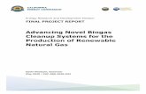 Advancing Novel Biogas Cleanup Systems for the …...Advancing Novel Biogas Cleanup Systems for the Production of Renewable Natural Gas is the final report for the Advancing Novel