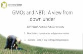 GMOs and NBTs: A view from down under · 2017-09-01 · cisgenesis or intragenesis) –results in insertions •Cisgenesis –results in insertions of DNA originating from NO the