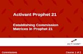 Activant Prophet 21 - Epicor · Commission Schedule Maintenance First Of The system finds the first rule that pays commission depending on how the rule is defined Highest Of The system
