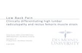 Low Back Pain - Des Moines University Grand Rounds,4-4-19 - Final.pdf · •High lumbar radiculopathy definition and clinical presentation ... •Potential causes: trauma, surgery,