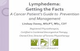 Lymphedema: Getting the Facts · Massage NOT the same as a typical massage Specific pressure (the lymphatic channels are delicate!) Specific strokes Specific sequence of strokes Re-routes