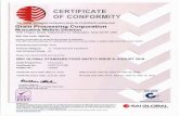 CERTIFICATE OF CONFORMITY...Auditor No.: Announced CERT-0127386 123252 Certificate Issue Date: May 27, 2019 Date of Audit: April 25, 2019 To: April 26, 2019 Certificate Expiry Date: