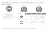 PGA PROFESSIONAL LOGO EMBROIDERY SLICKSHEETs3.amazonaws.com/MarcomCentral/Logos/Embroidery/...Tonal: When coloring the logo tonally, a 2-color PGA logo should be used for the application.