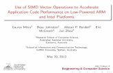 Use of SIMD Vector Operations to Accelerate Application Code … · 2014-09-26 · Use of SIMD Vector Operations to Accelerate Application Code Performance on Low-Powered ARM and