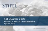 1st Quarter 2020 - Stifel · Strongest Verticals were Healthcare, Industrials, and Financials Completed two 144A offerings Increased engagement for Miller Buckfire through existing