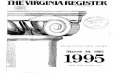 Virginia Register of Regulations Vol. 11 Iss. 13register.dls.virginia.gov/vol11/iss13/v11i13.pdf · 2015-11-23 · Staff Qf tl!f. Virginia Register: Joan W. Smith, Registrar of Regulations;