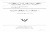 EXECUTIVE CALENDAR€¦ · UNANIMOUS CONSENT AGREEMENTS Rose Eilene Gottemoeller (Cal. No. 636) Suzanne Eleanor Spaulding (Cal. No. 510) John Roth (Cal. No. 511) Ordered, That following