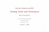Martin Bravenboermartin.bravenboer.name/docs/SWE04-TestingTools.pdfTesting Tools and Techniques 1. Unit Testing with JUnit 2. Mock Techniques 3. Domain Speciﬁc JUnit Extensions 4.