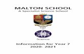 Y7 booklet 2020-21 A4 · MALTON SCHOOL A Specialist Science School 1547 Information for Year 7 2020- 2021