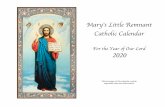 Mary’s Little Remnant Catholic Calendar · 2019-12-31 · Fifth Month 2020 Month of the Blessed Virgin Mary Lord’s Day 2nd Weekday 3rd Weekday 4th Weekday 5th Weekday 6th Weekday