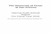 The University of Texas...FY 2015 Financial Statement Audit 2016-01 2/22/16 Report Issued FY 2015 UTS 142.1 Monitoring Plan and Sub-certifications Review 2016-06 3/22/16 Report Issued
