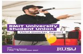 RMIT University Student Union Quarterly...4 THIRD QUARTER REPORT 2017 RMIT UNIVERSIT STUDENT UNION Volunteers Membership Training: Number of participants Q1 Q2 Q3 Q4 YTD Program Induction