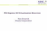 PCI Express IO Virtualization Overview - SNIA · 2020-06-01 · on a single HW Domain Multi root complex IOV – Sharing an IO resource between multiple System Images ... Low Cost