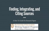 Finding, Integrating, and Citing Sourcessites.utexas.edu/.../Finding-Integrating...Sources.pdf · Finding, Integrating, and Citing Sources A How To Guide For Research Papers. Don’t