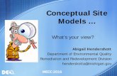 Conceptual Site Models - Michigan · CONCEPTUAL SITE MODEL Provides a written and/or pictorial representation of: • site features • surface and subsurface conditions • contaminant