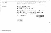 NSIAD-92-202 Military Education: Implementation of … · 2011-09-26 · Contents ’ Letter 1 Appendix I Status of the National War College’ s Implementation of Recommendations