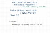 Today: Reﬂection principle > Q&A: May 29 Next: 8ynemish/180c/180clecture14prelim.pdf · Reflectionprinciplethm. 1-et (Bt) be a standard BM Then for any tzo and xso P (max Bu > x)