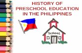PRESCHOOL EDUCATION IN THE PHILIPPINES...Preschooling was unorganized The more educated adults in the community became lawful “preschool teachers” Usually handled on one to one