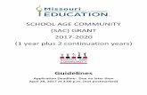 SCHOOL AGE COMMUNITY (SAC) GRANT 2017 2020 year plus ... · SCHOOL AGE COMMUNITY (SAC)GRANT Applicants are encouragedtosend an“Intent to Apply”for the School Age Community (SAC)