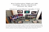 Kit Exploration Night at LMS Geology, Rocks and …...Kit Exploration Night at LMS Geology, Rocks and Earth January 16, 2018 Elements and Matter (grades 7-12) This spectacular kit
