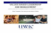 VALUES BASED LEADERSHIP AND MANAGEMENT · 2016-03-29 · Introduction Value-based leadership – reality or rhetoric? Theoretical ‘base’ - a critical management approach [Fulop