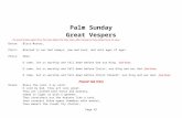 Palm Sunday - Palm Sunday Vespers.doc · Web viewGreat Vespers The priest makes again three low bows before the holy Table. After kissing the holy Gospel book, he says: Deacon: Bless