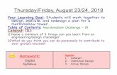 Thursday/Friday, August 23/24, 2018 - Ms. Salzburg · marshmallow tower. Table of Contents: Marshmallow Challenge - 1R Catalyst: (1L) 1) Name a minimum of 3 things can you learn from
