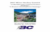 2007 Minor Hockey Summit Report for... · Summit Presentation Topic: Growth - Cooperate with the school system to introduce hockey to all students in BC. ... Member of CAHPERD- QSIR,