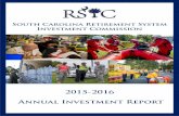 2015-2016 Annual Investment ReportAs of June 30, 2016, the SCRS investment portfolio totaled $28.0 billion. This represented a decrease of $1.2 billion from its value on June 30, 2015