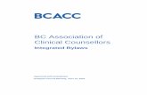 BC ASSOCIATION OF CLINICAL COUNSELLORS Integrated …“A ” means the British Columbia Association of Clinical Counsellors. “oard” means the A’s oard of Directors as appointed
