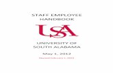 Staff Employee Handbook 2012 - University of South Alabama · 2018-02-06 · STAFF EMPLOYEE HANDBOOK . UNIVERSITY OF SOUTH ALABAMA . May 1, 2012 . Revised February 1, 2015