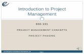 Introduction to Project Management · PROJECT MANAGEMENT CONCEPTS. PROJECT PHASING. Introduction to Project Management (c) Enterprise Consultants International, Ltd. Page 1. LESSON