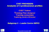 CVET Trainer Training Plan designer · quality assurance systems. Analyze the training, the mistakes and prevent failure. Self analyze and peer assessment. Operates and contributes