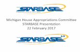 Michigan House Appropriations Committee STARBASE ... · 2/22/2017  · 2010 - STARBASE 2.0 launched Purpose - Engage and encourage fifth grade students into the possibilities related